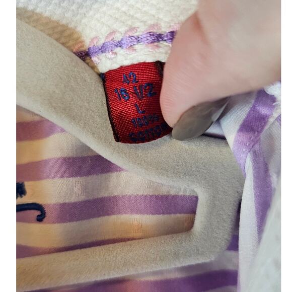 Robert Graham Knowledge Wisdom Truth Purple Striped Mens Shirt w/Flip Up Cuff Lg - Picture 6 of 8